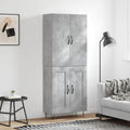 Aufbewahrungsschrank Highboard Betongrau Holzwerkstoff Metallfuen, Sideboard natur