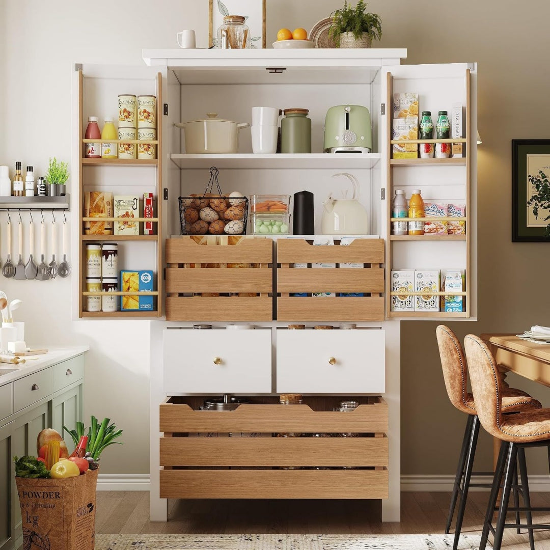 Stauraumschrank mit Schubladen 80x40x140CM schwarz