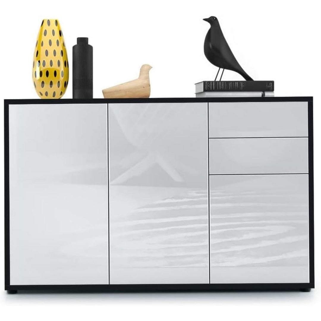 Schubladenschrank Sideboard Kommode Turen Schubladen, schwarz