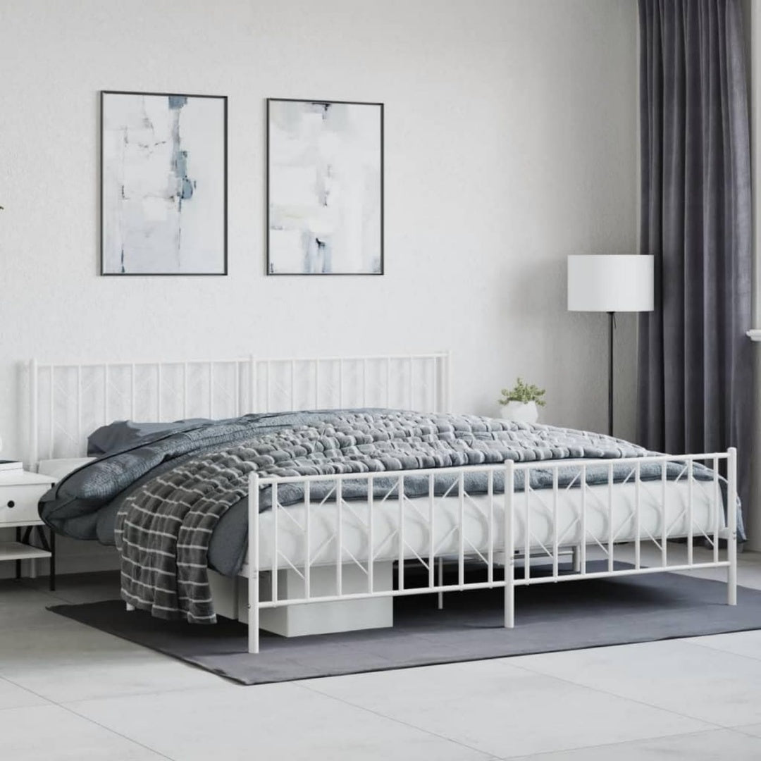 Bett fuer Schlafzimmer Bettgestell Kopf- Futeil, Metall Robustes Schlafzimmer-Mobel Matratzen Unterstutzung s