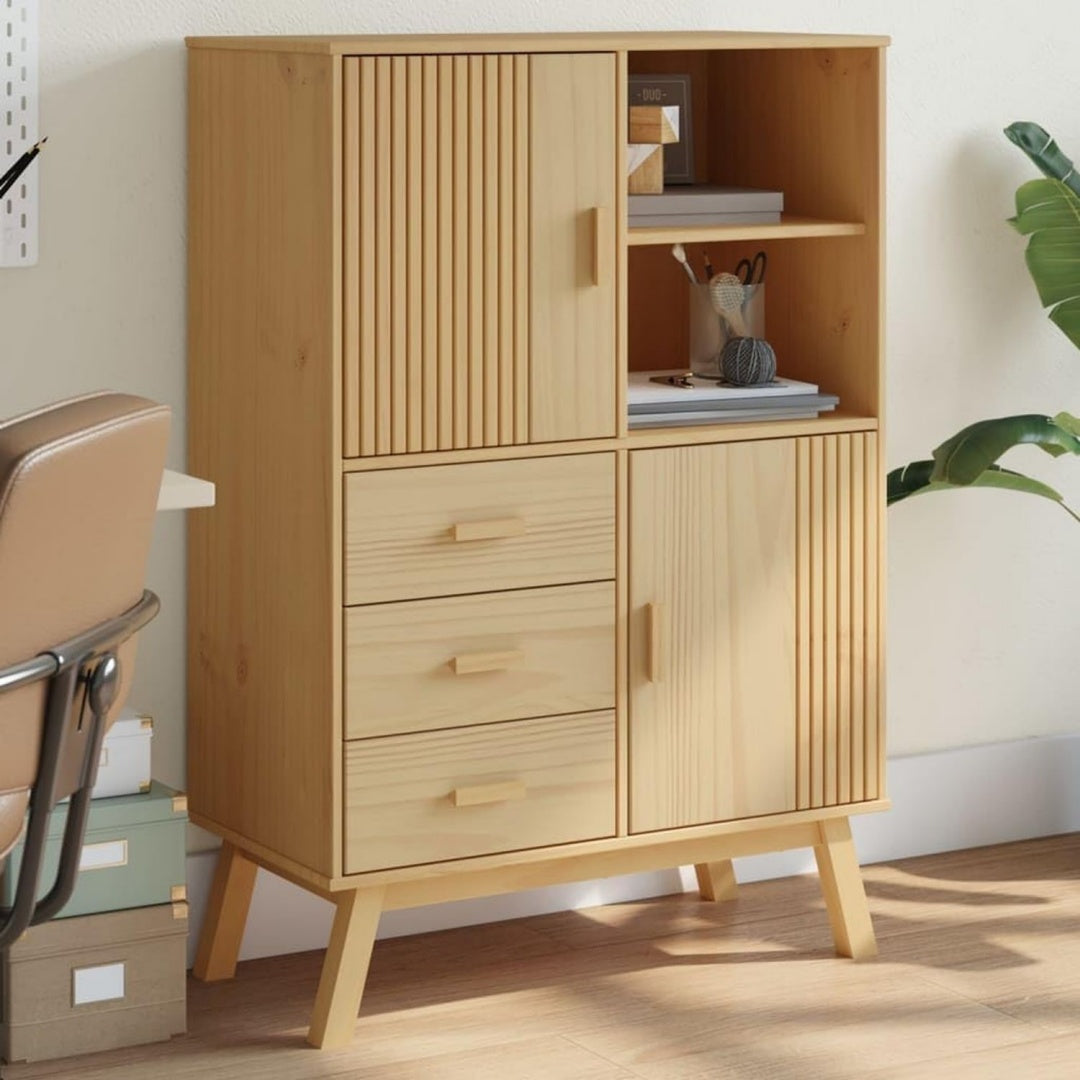 Kommode Hochwertiges Olden Braun Highboard massivem braun