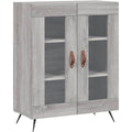 Schubladenschrank grau mit Tueren mit Glas