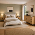 Ablage am Bett mit Schubladen 80 x 130 x 42 cm natur