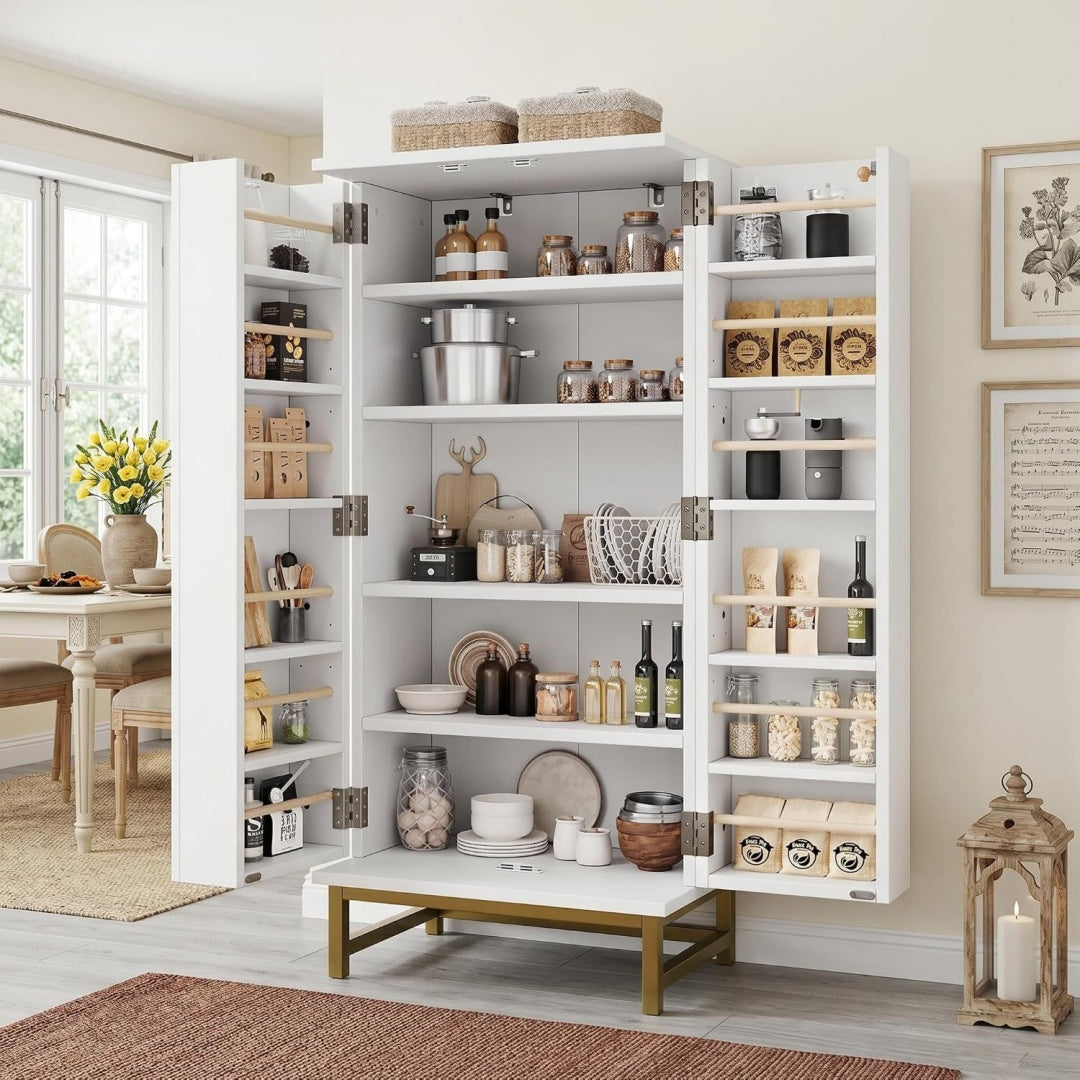 Stauraumschrank mit Tueren verstellbar gold