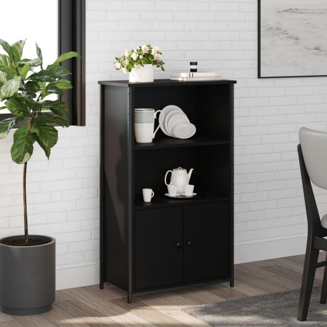 Schrankmoebel Schranke Aufbewahrung, Buffets Sideboards, Highboard schwarz, Holzwerkstoff schwarz