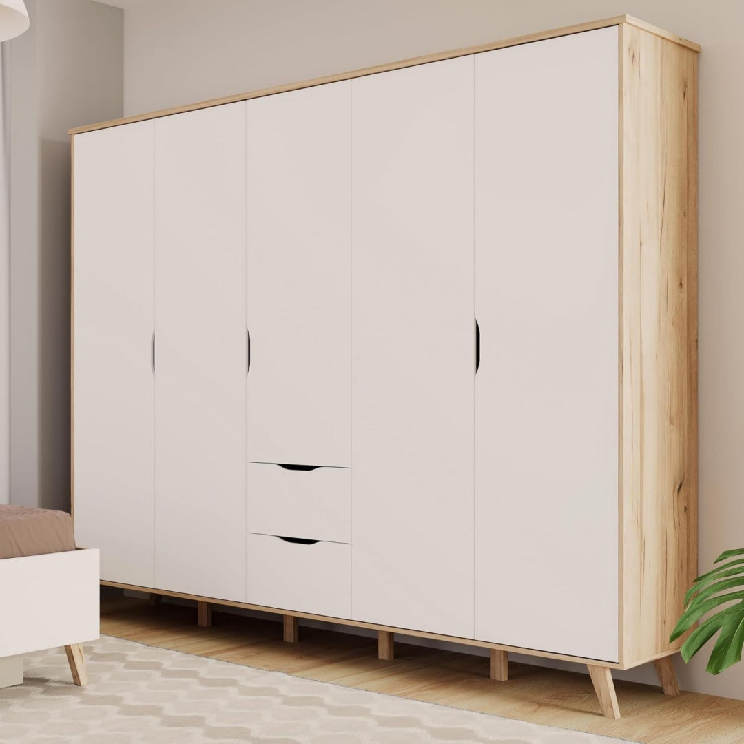 Stauraumschrank mit Schubladen 52,7 x 229 x 201 cm eiche