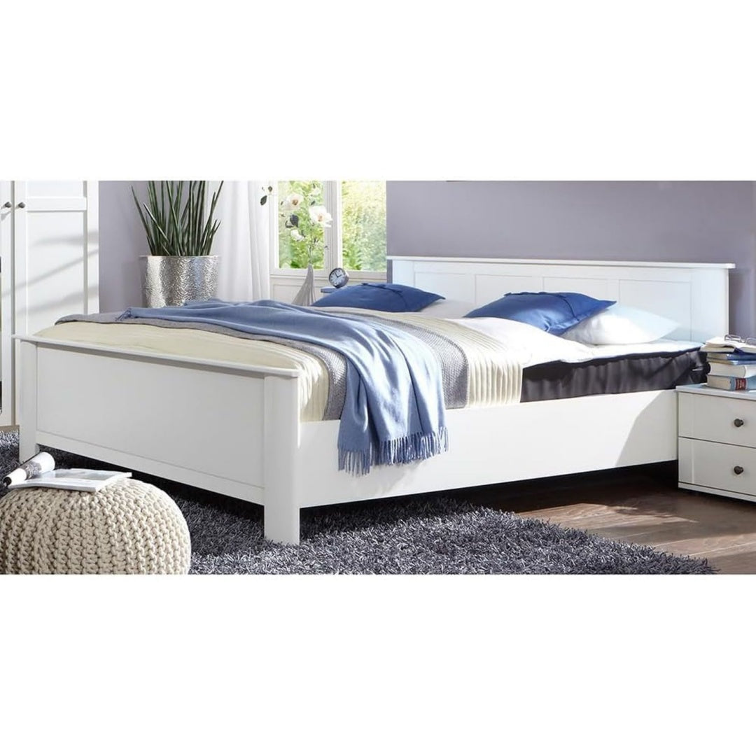 Bett fuer Schlafzimmer schwarz hoehenverstellbar mit Metallgestell