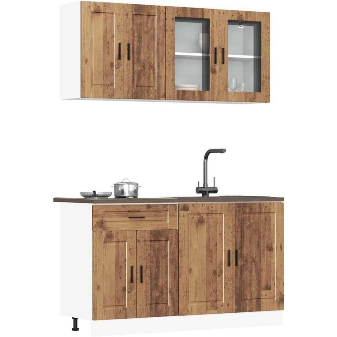 Aufbewahrungsschrank natur verstellbar mit Glas