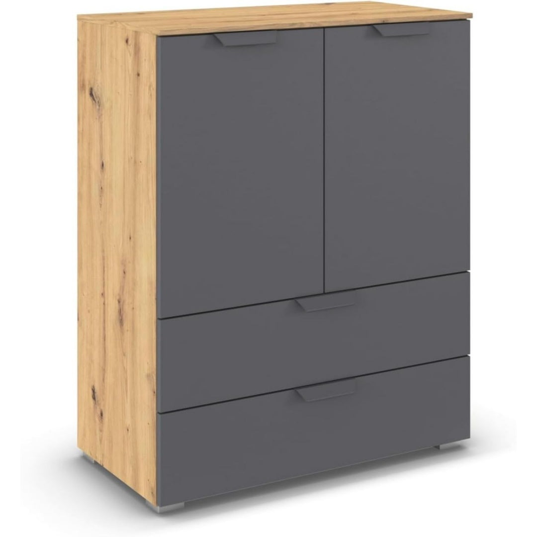 Kommode ADITIO, Kommode, Grau metallic/Eiche Artisan, Breite grau